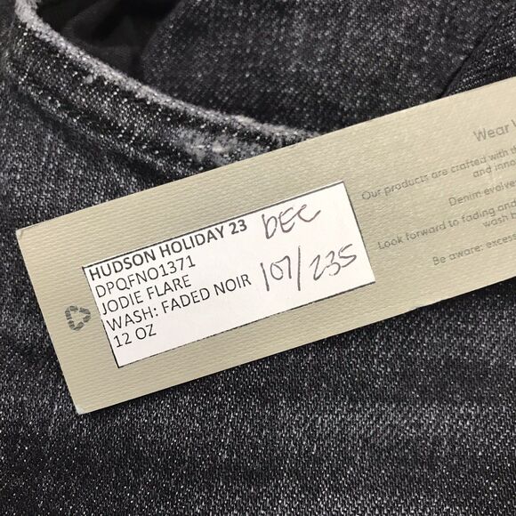 NWT HUDSON Jodie Flare Jean Women 25 (28x30) Faded Noir Black Wash Distressed - Picture 14 of 16